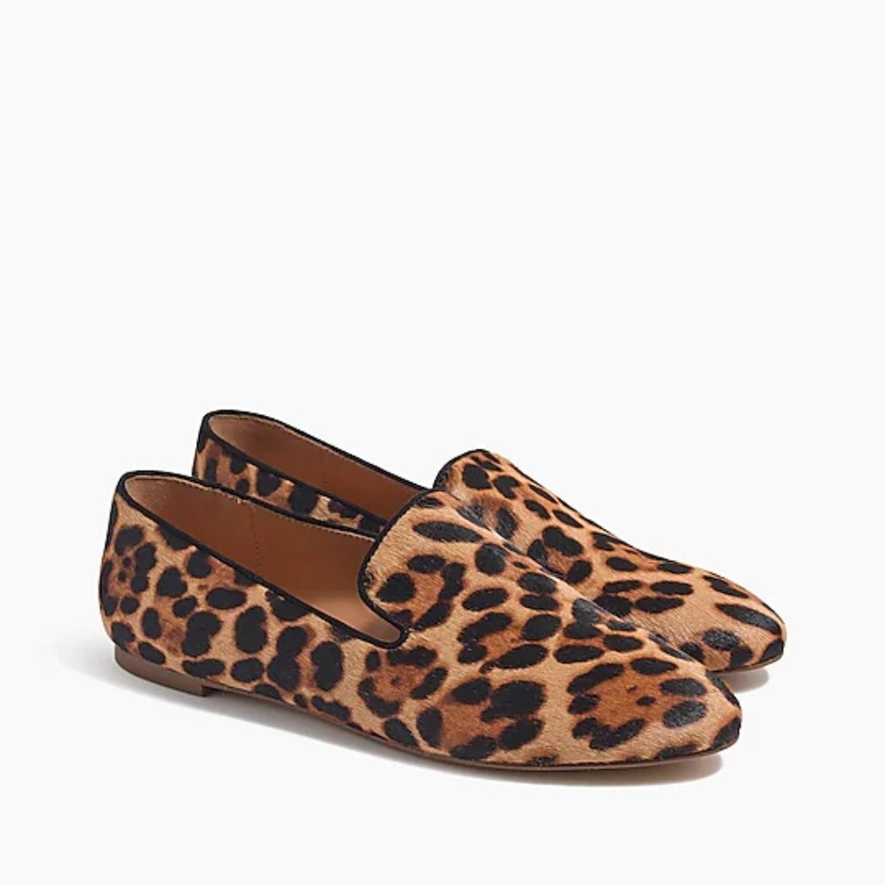 Leopard Calf Hair Smoking Loafers